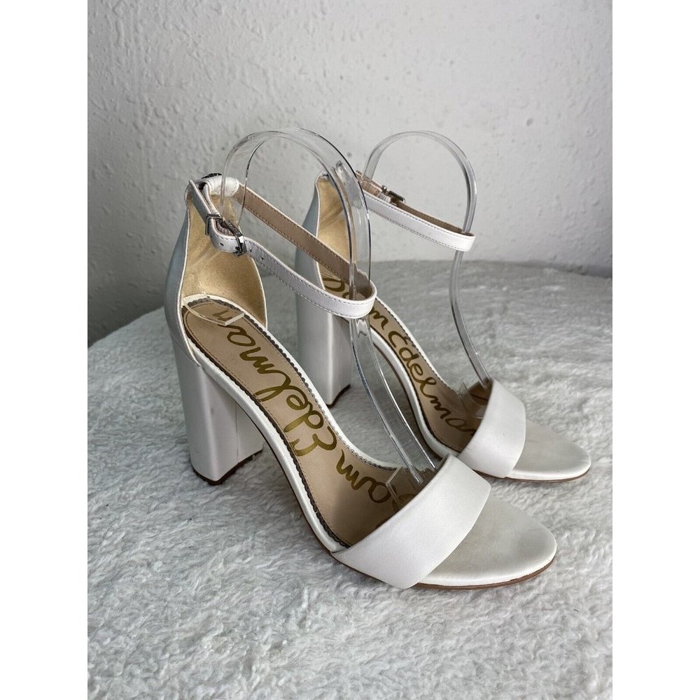 Sam Edelman 249005 Womens Yaro Leather Ankle Strap Sandals White Size 9.5 - Picture 3 of 11